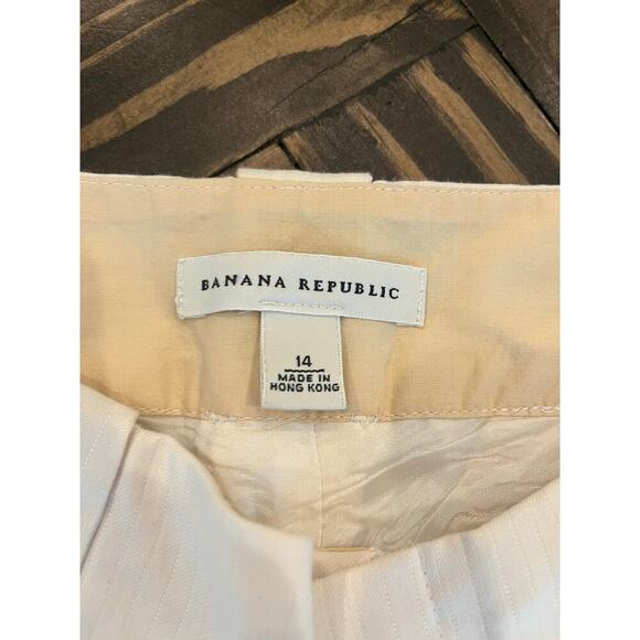 Banana Republic Cotton Silk Blend Pants Women 14 Neutral Light Academia Preppy - Picture 2 of 10